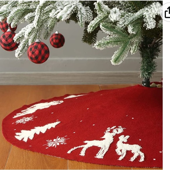 Sattiyrch Knit Christmas Tree Skirt,Luxury Cable Knitted Thick Rustic Xmas - Picture 2 of 8